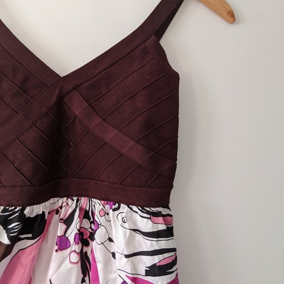 Bebe Breezey Summer Brown & Pink Dress - Picture 4 of 5